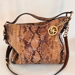 Michael Kors Snake Embossed Hobo Bag